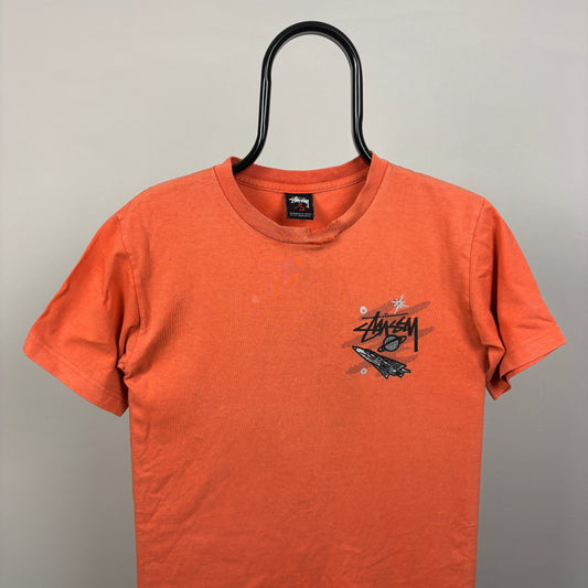 00s Stussy Spaceman T-Shirt Orange Small