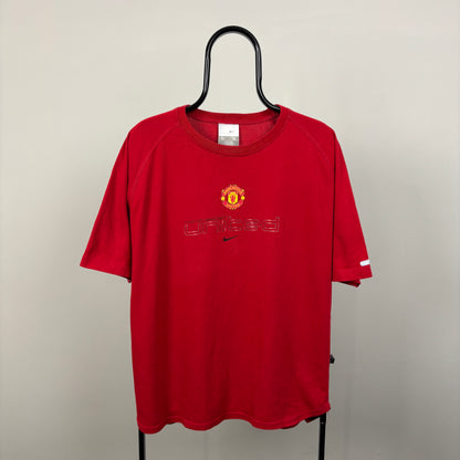 00s Nike Manchester United T-Shirt Red Large