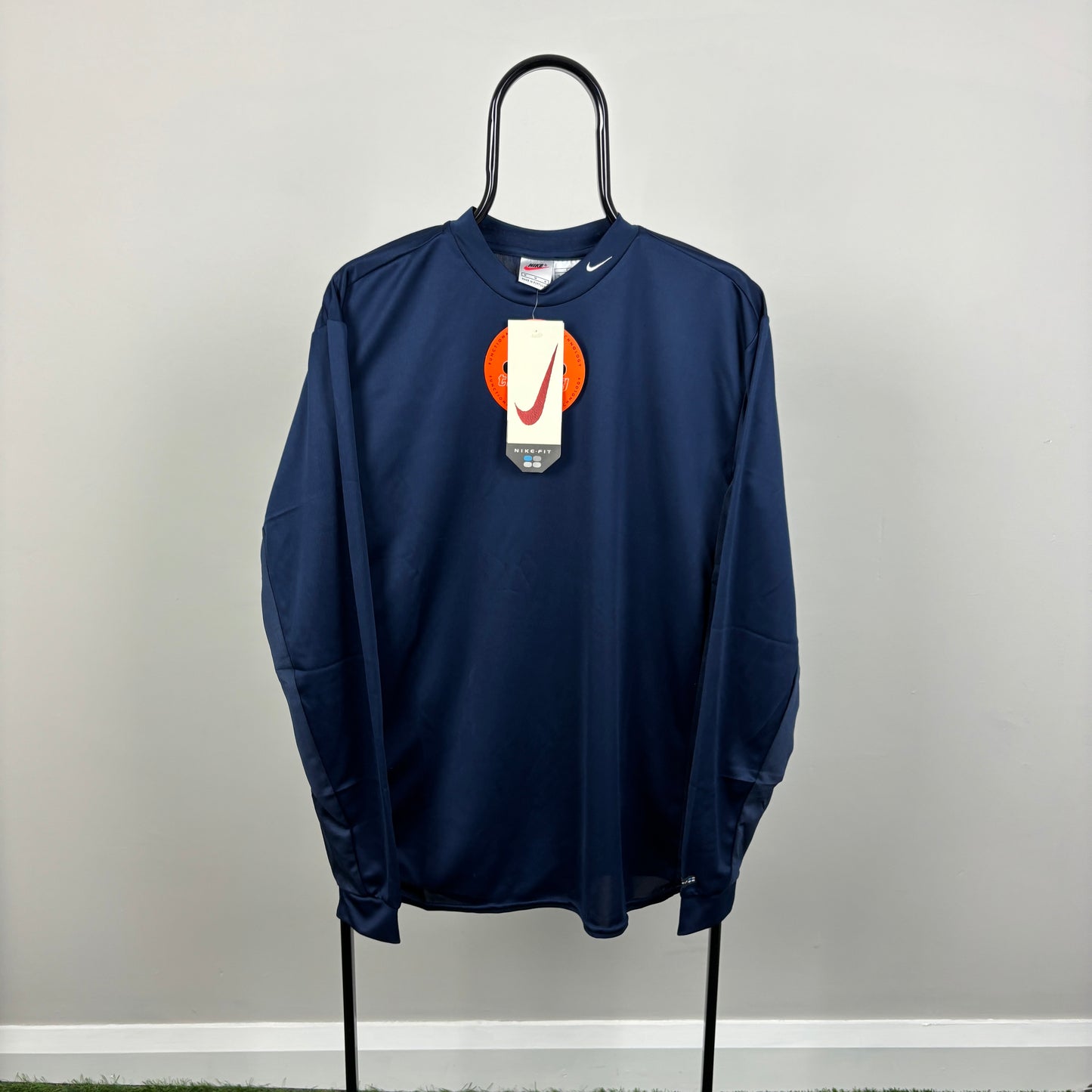 90s Nike Dri-Fit Running Long Sleeve T-Shirt Blue Medium