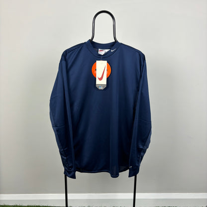 90s Nike Dri-Fit Running Long Sleeve T-Shirt Blue Medium