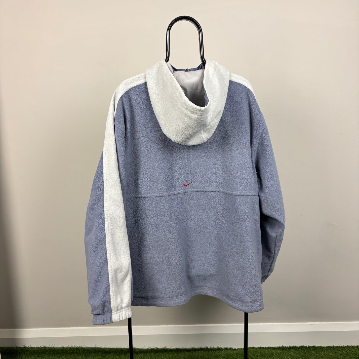 90s Nike Reversible Tn Hex Fleece Coat Jacket Blue XL