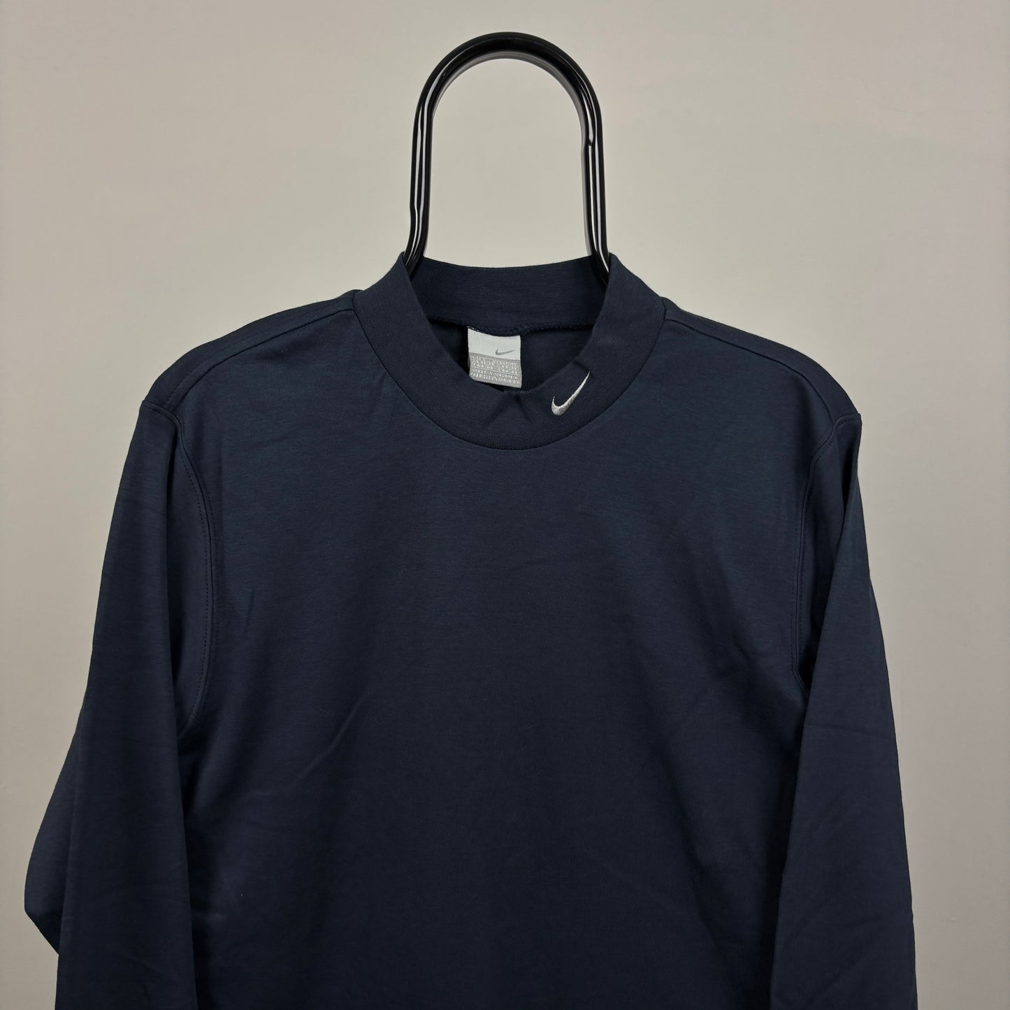 00s Nike Mock Neck Thin Sweatshirt Blue Small