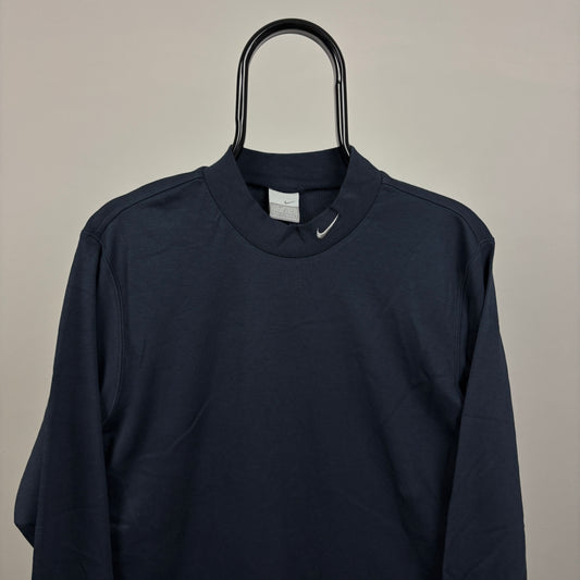 00s Nike Mock Neck Thin Sweatshirt Blue Small