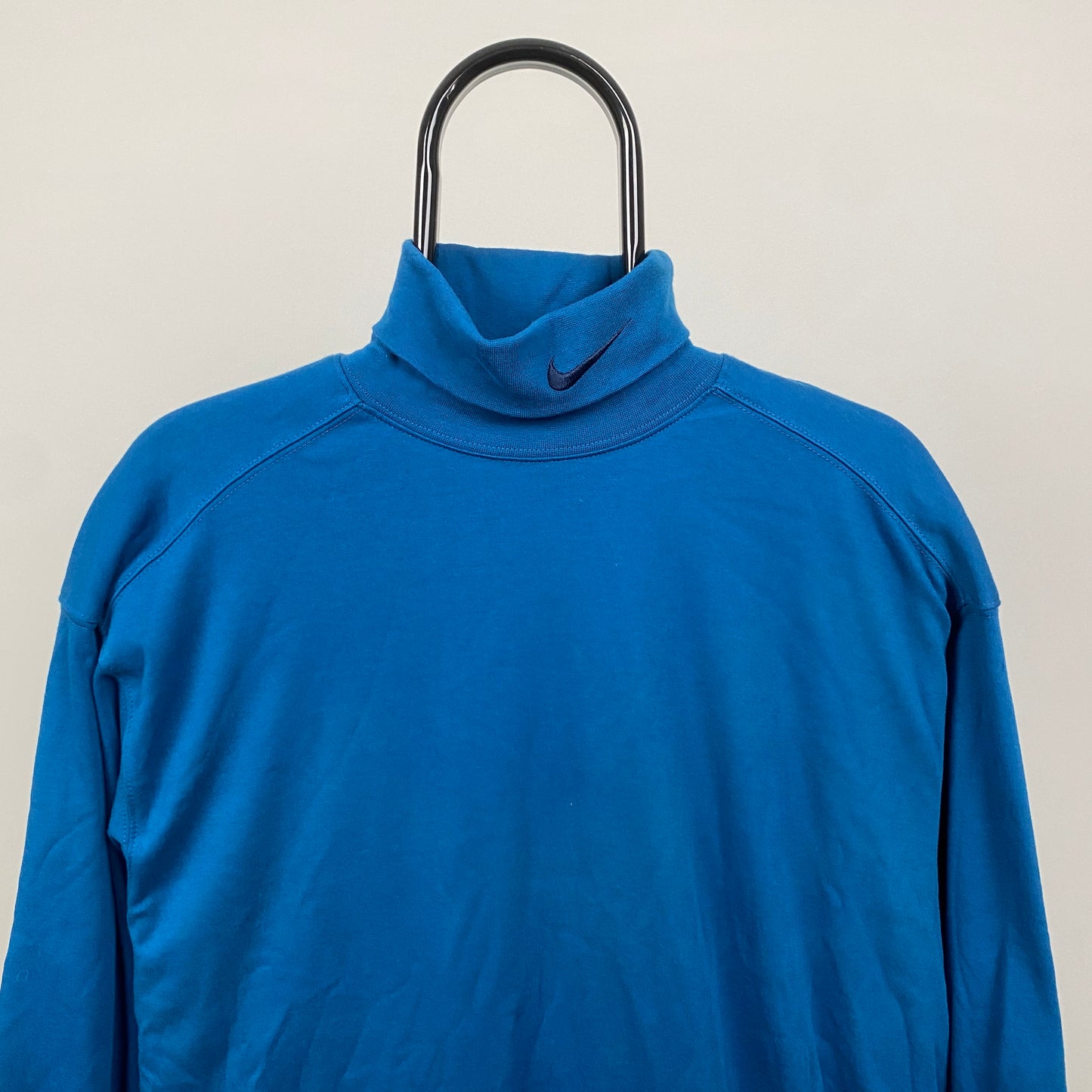 90s Nike Roll Neck Sweatshirt Blue Large