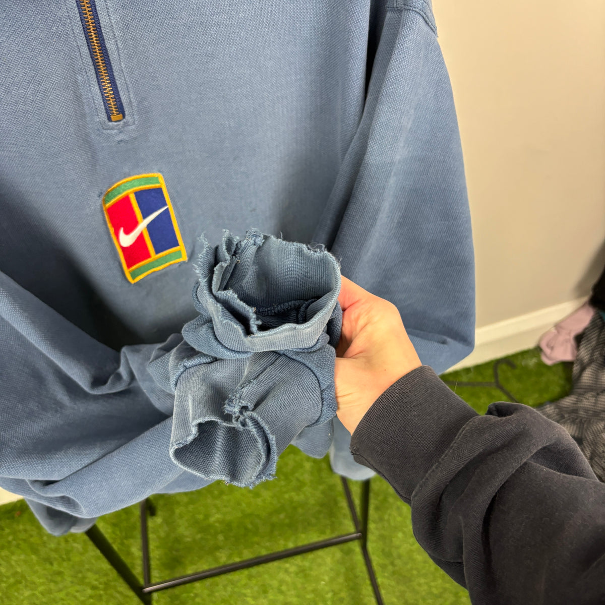 90s Nike Challenge Court 1/4 Zip Sweatshirt Blue XL