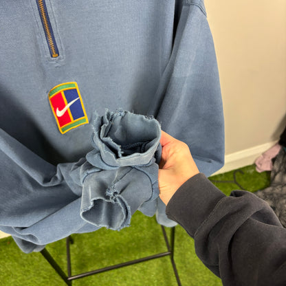 90s Nike Challenge Court 1/4 Zip Sweatshirt Blue XL