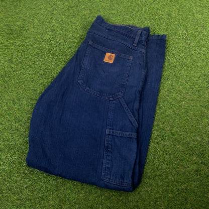 Retro Carhartt Denim Workwear Jeans Joggers Blue Medium