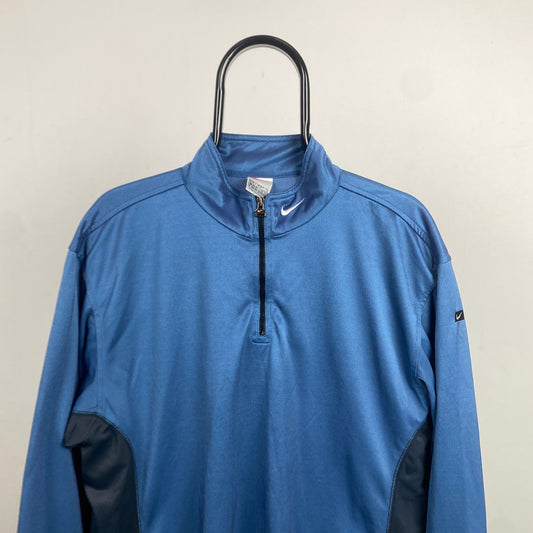 90s Nike 1/4 Zip Sweatshirt Blue Medium