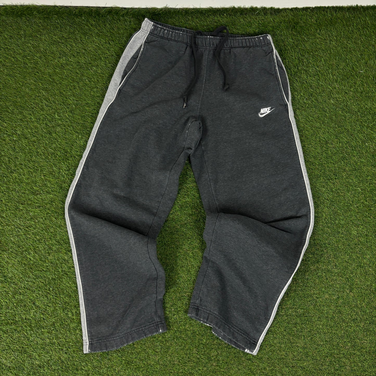 00s Nike Cotton Tracksuit Jacket + Joggers Set Grey Large
