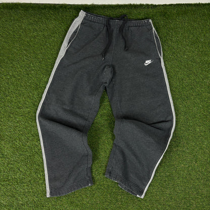 00s Nike Cotton Tracksuit Jacket + Joggers Set Grey Large