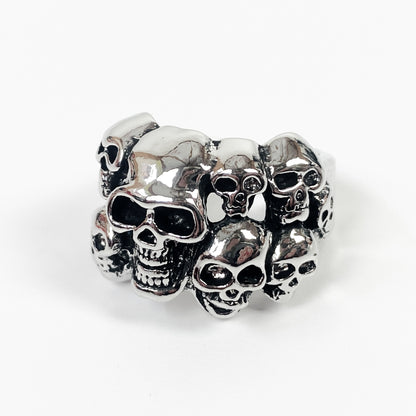 Retro Adjustable Skull Ring Silver