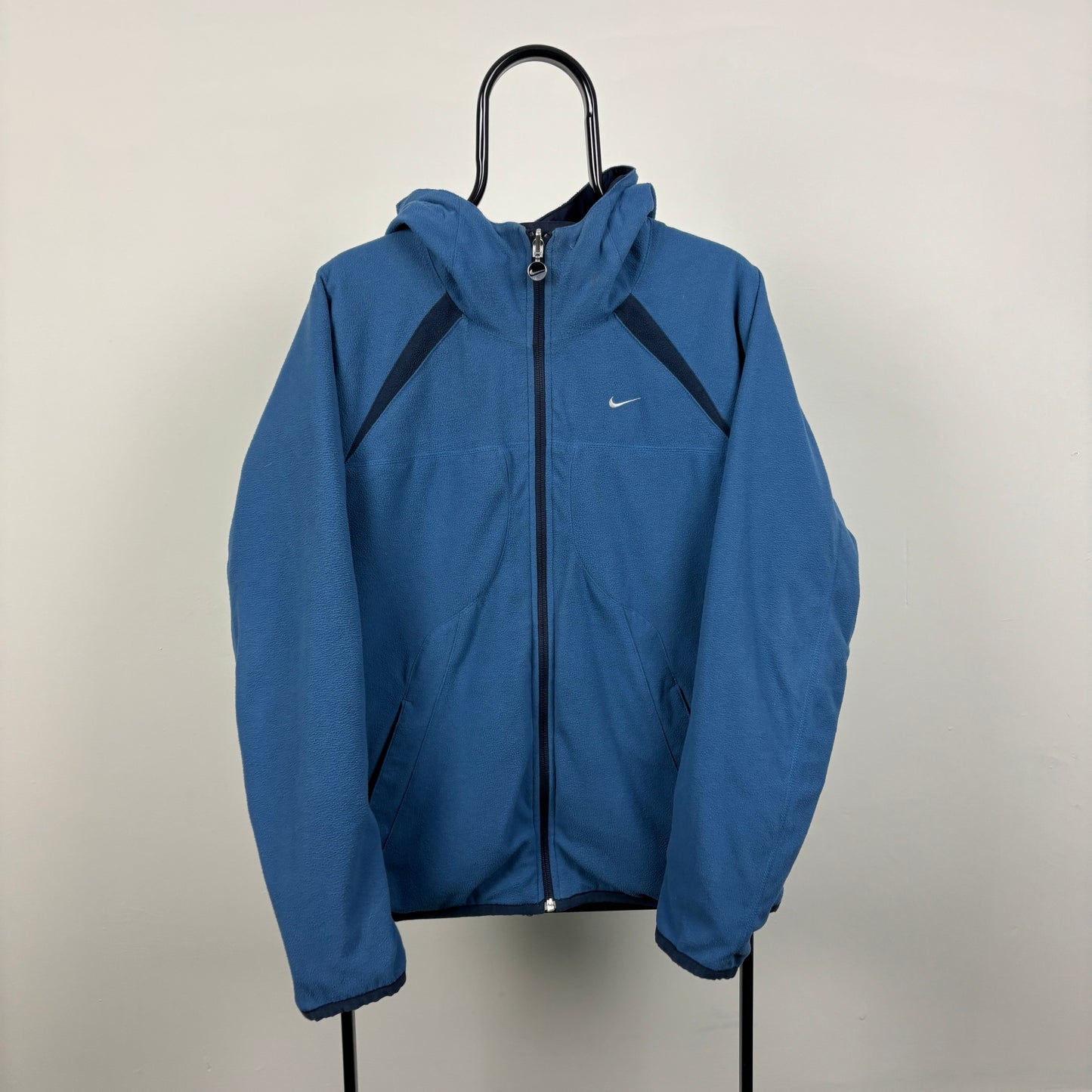00s Nike Reversible Fleece Coat Jacket Blue Small
