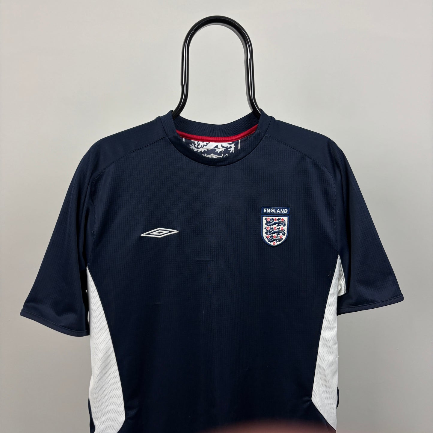 00s Umbro England Football Shirt T-Shirt Blue Medium