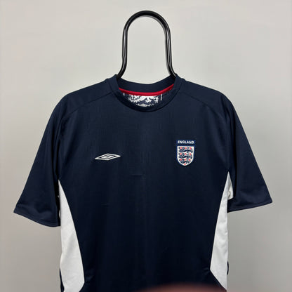 00s Umbro England Football Shirt T-Shirt Blue Medium