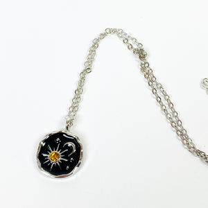 Retro Sun Necklace Chain Silver