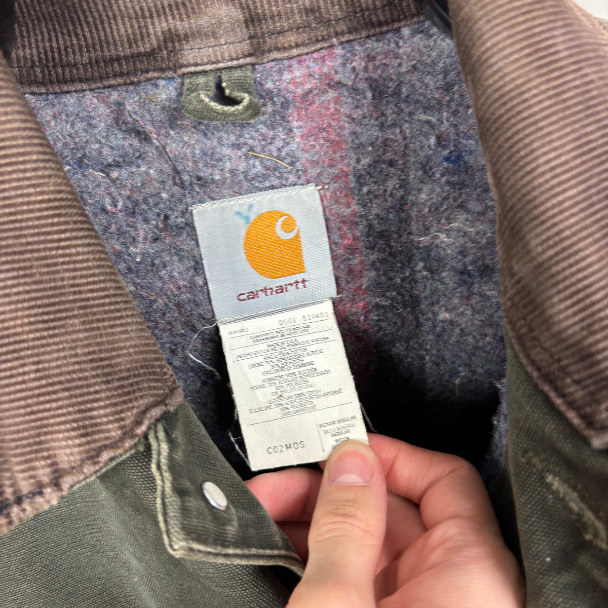 90s Carhartt Blanket Lined Chore Coat Jacket Green Medium