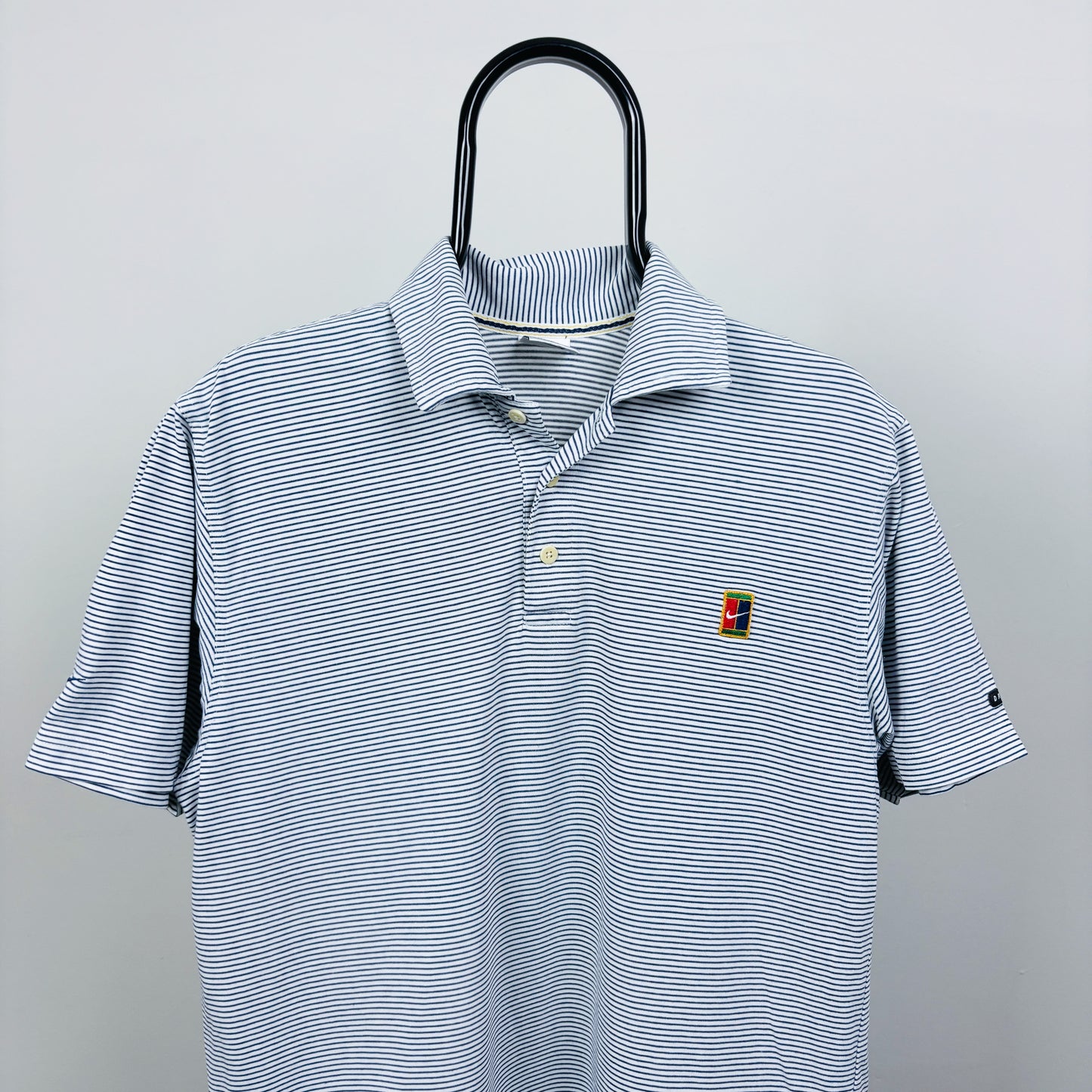 90s Nike Challenge Court Polo Shirt T-Shirt Blue Small