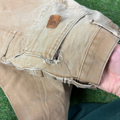 00s Carhartt Workwear Trousers Joggers Brown Large 36x32