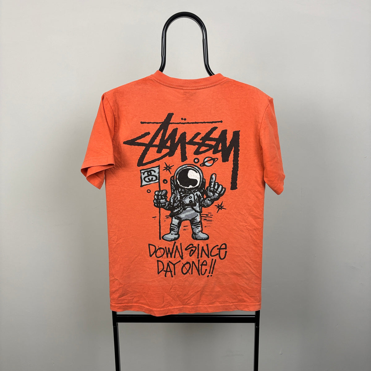 00s Stussy Spaceman T-Shirt Orange Small