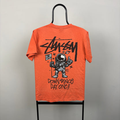 00s Stussy Spaceman T-Shirt Orange Small