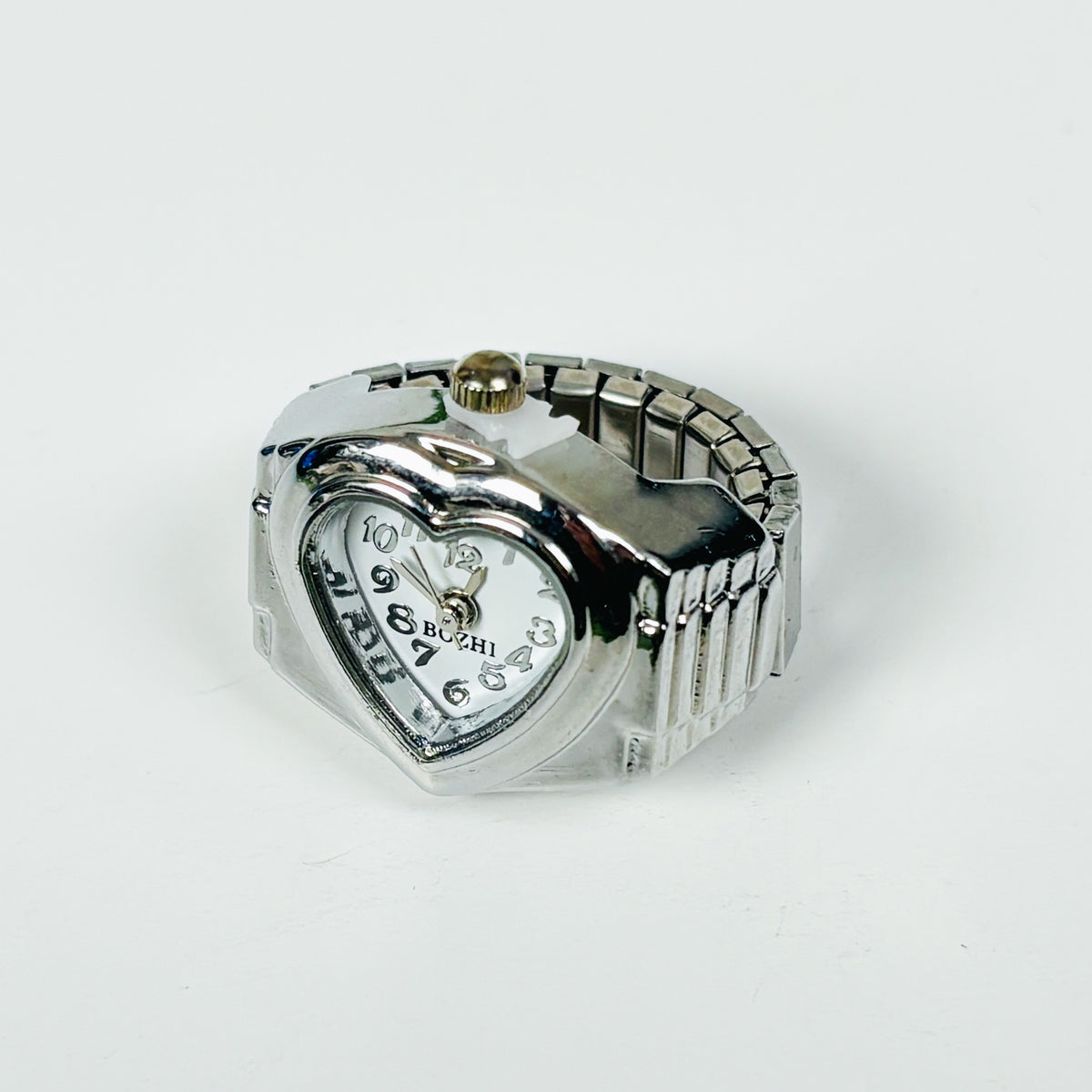 Vintage Heart Watch Ring Silver