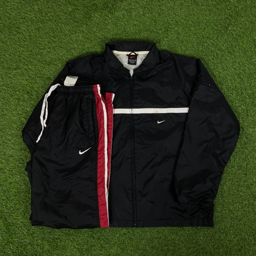 90s Nike Piping Jacket + Joggers Set Black Medium