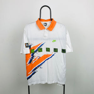 90s Nike Challenge Court Polo Shirt T-Shirt White Large