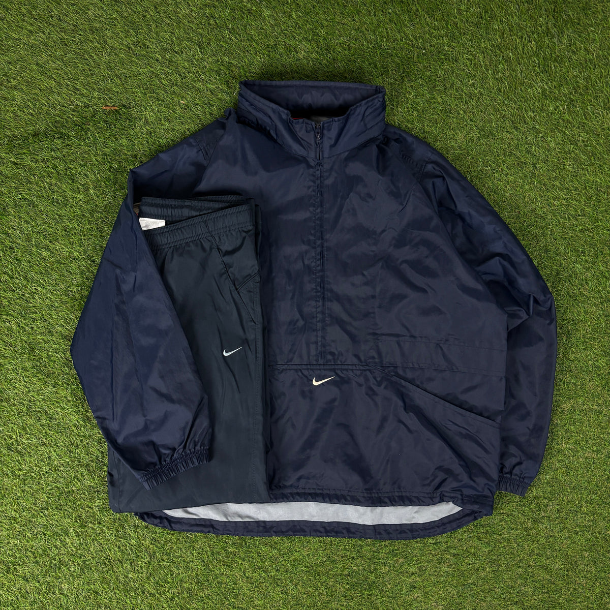 00s Nike Tracksuit Jacket + Joggers Set Blue Large
