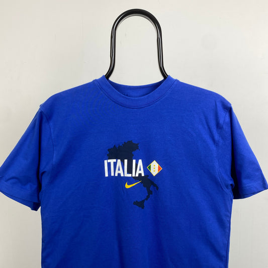 00s Nike Italy Football T-Shirt Blue Small