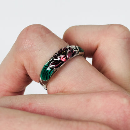 Vintage Hibiscus Ring Adjustable