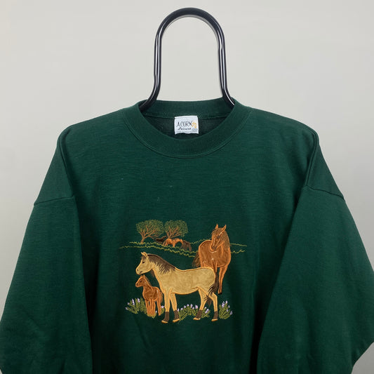 00s Acorn Horse Sweatshirt Green Small