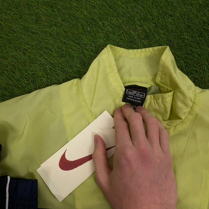 90s Nike Piping Tracksuit Jacket + Joggers Set Green Black XS