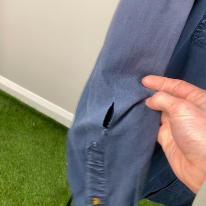 00s Carhartt Button Down Work Wear T-Shirt Blue XL