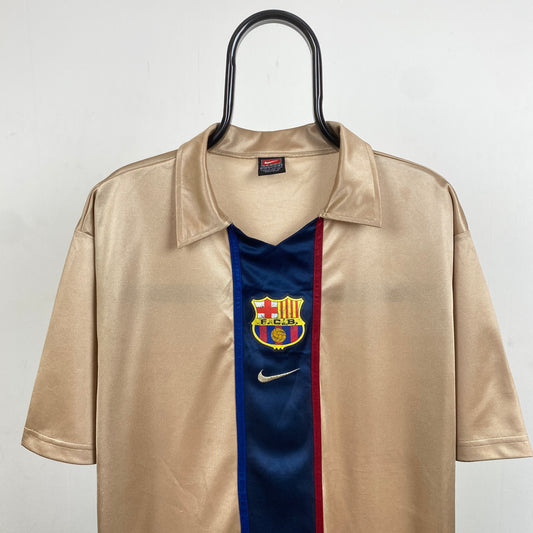 90s Nike Barcelona Football Shirt T-Shirt Gold XL