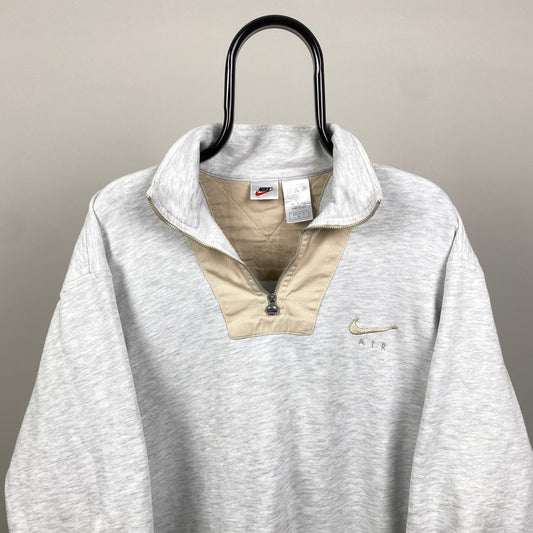 90s Nike 1/4 Zip Sweatshirt Grey Medium