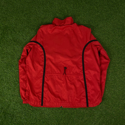 00s Nike Piping Tracksuit Jacket + Joggers Set Red Large