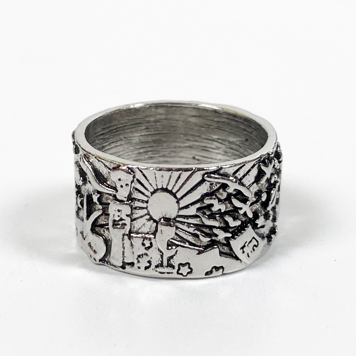 Retro Vintage Story Ring Silver