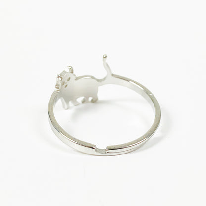 Vintage Adjustable Cat Ring Silver