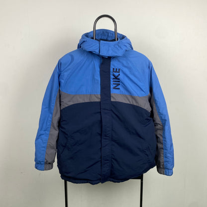 00s Nike Reversible Fleece Coat Jacket Blue Small