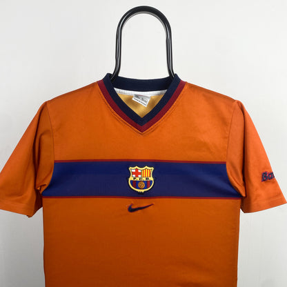 90s Nike Barcelona Football Shirt T-Shirt Orange XS