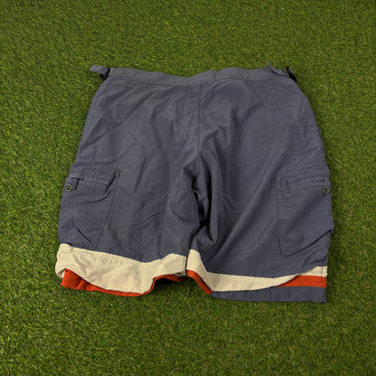 90s Adidas Cargo Shorts Blue Medium