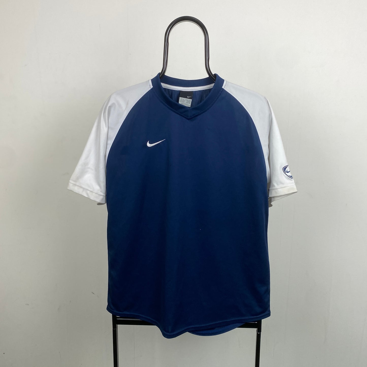 00s Nike Football Shirt T-Shirt Blue Medium