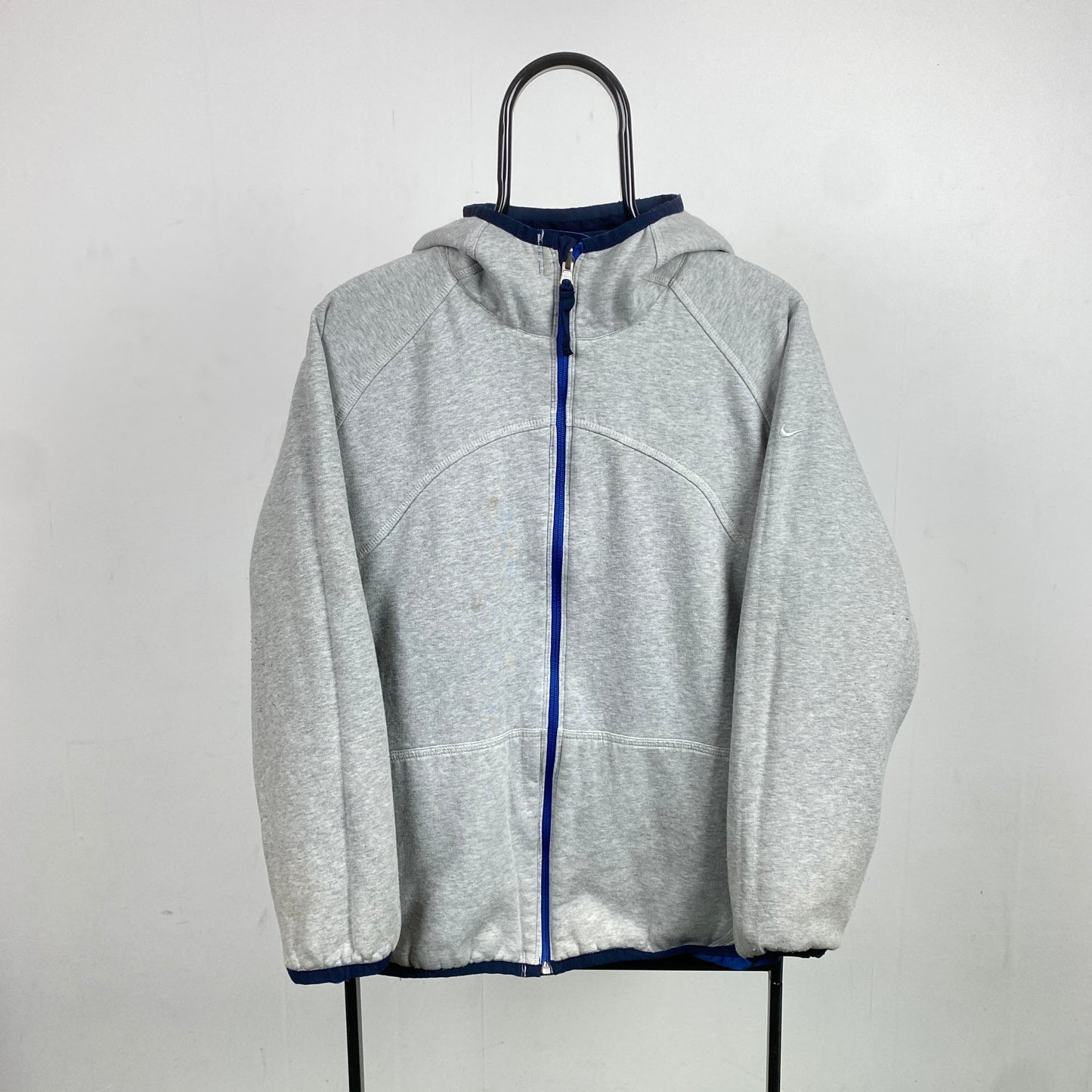 00s Nike Reversible Fleece Coat Jacket Blue Small