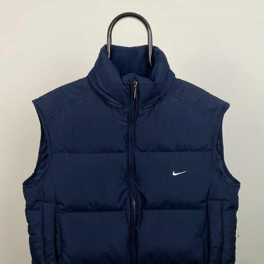 00s Nike Puffer Gilet Jacket Blue Large