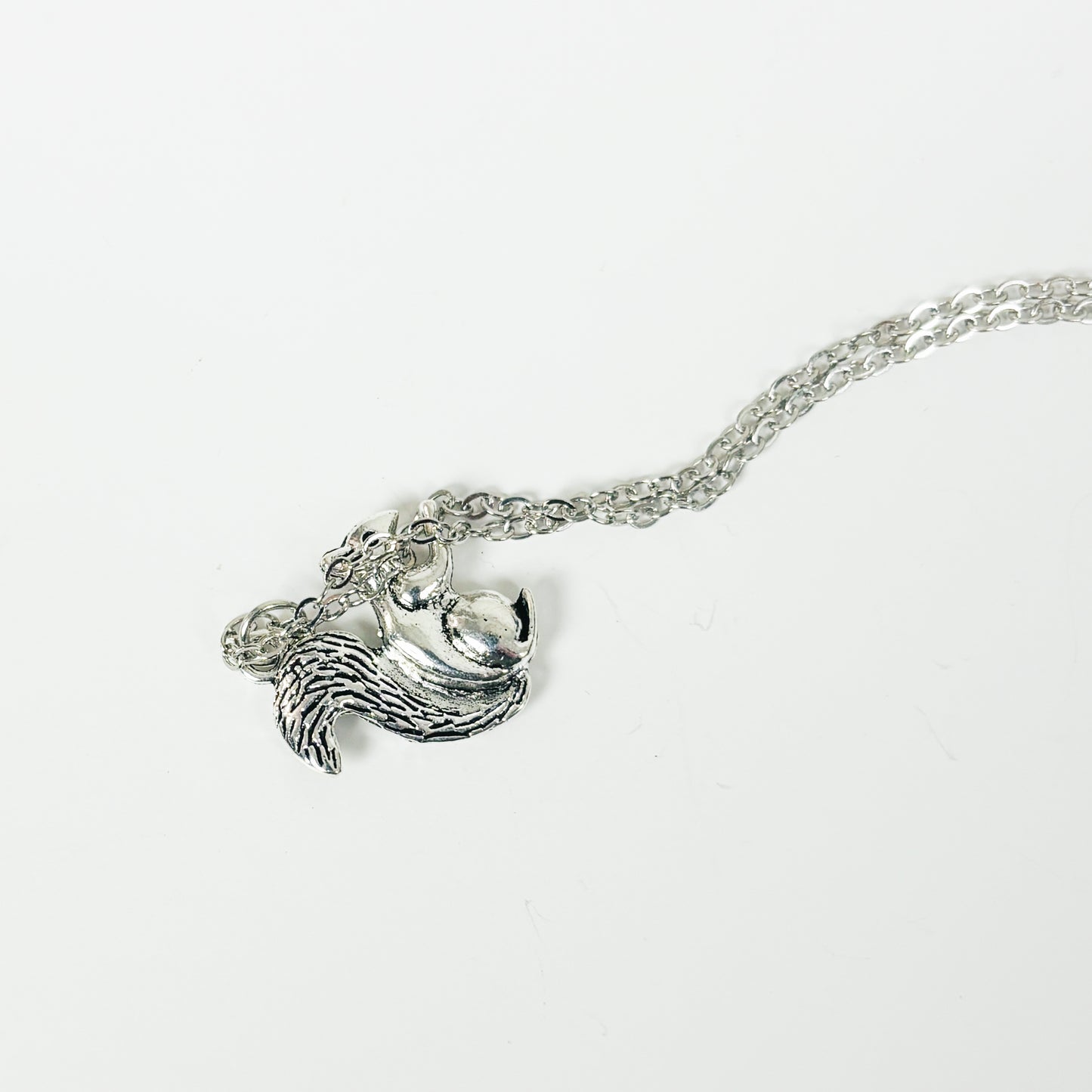 Squirrel Charm Necklace Silver