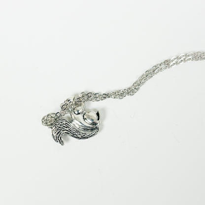Squirrel Charm Necklace Silver