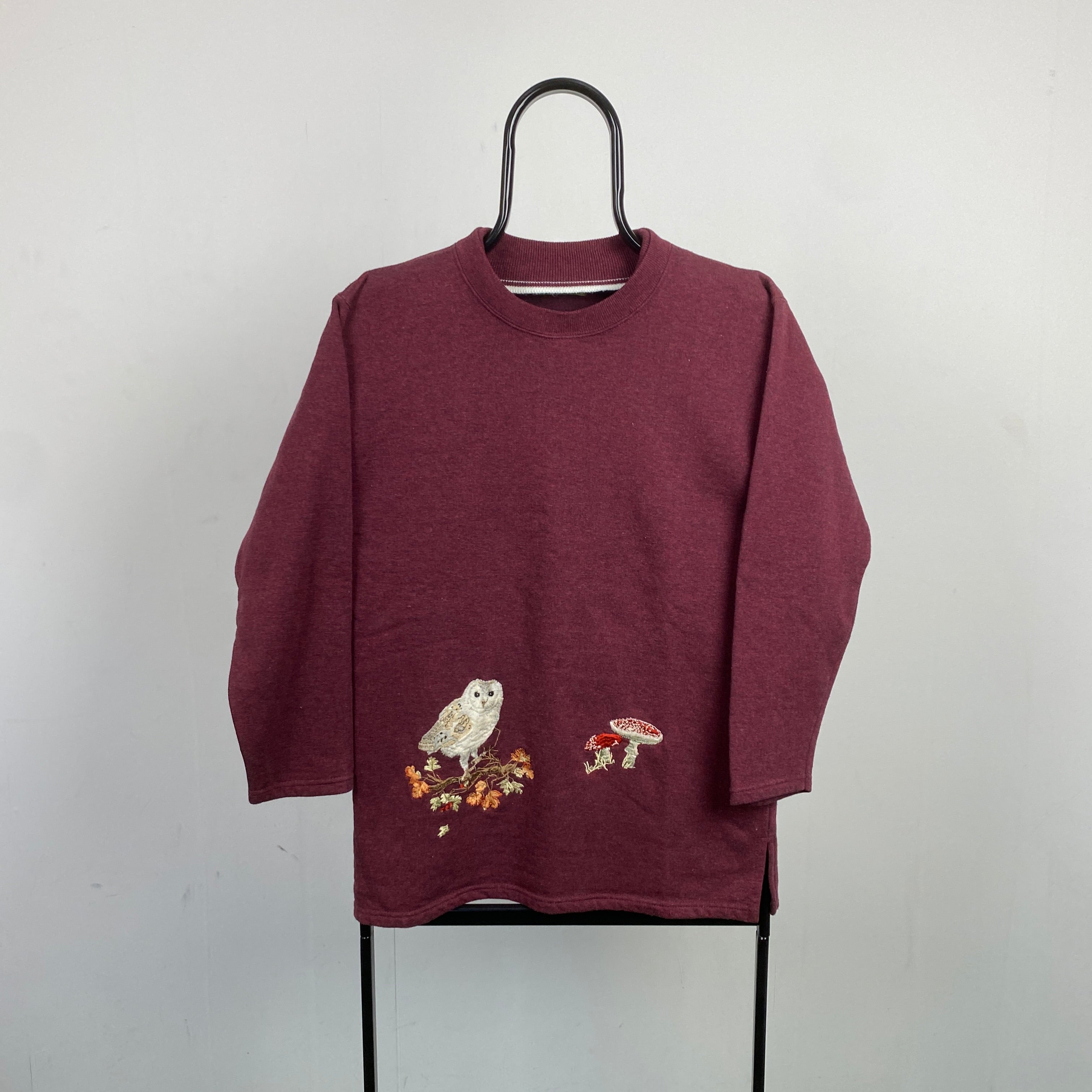 Retro Owl Sweatshirt Red Small