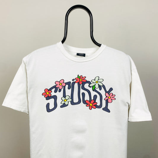 00s Stussy Flowers T-Shirt White Medium