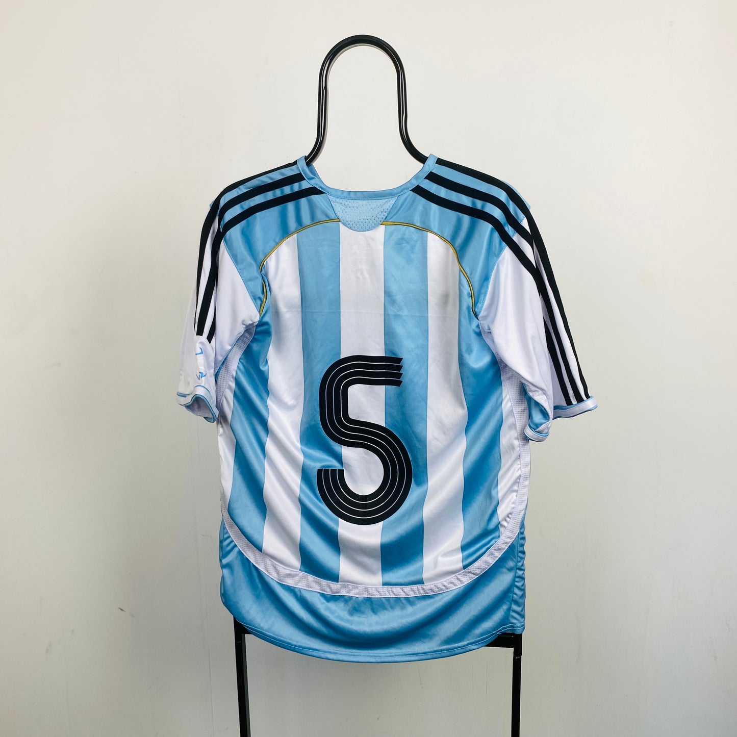 00s Adidas Argentia Football Shirt T-Shirt Blue Medium