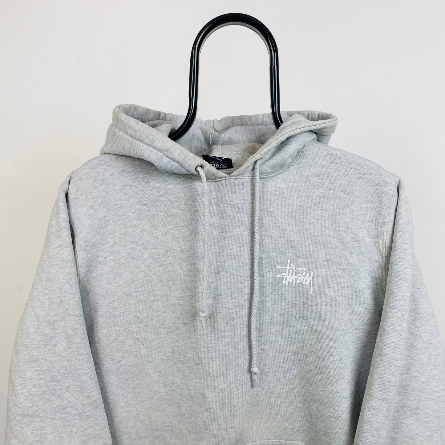 Retro 00s Thrashed Stussy Hoodie Grey Small